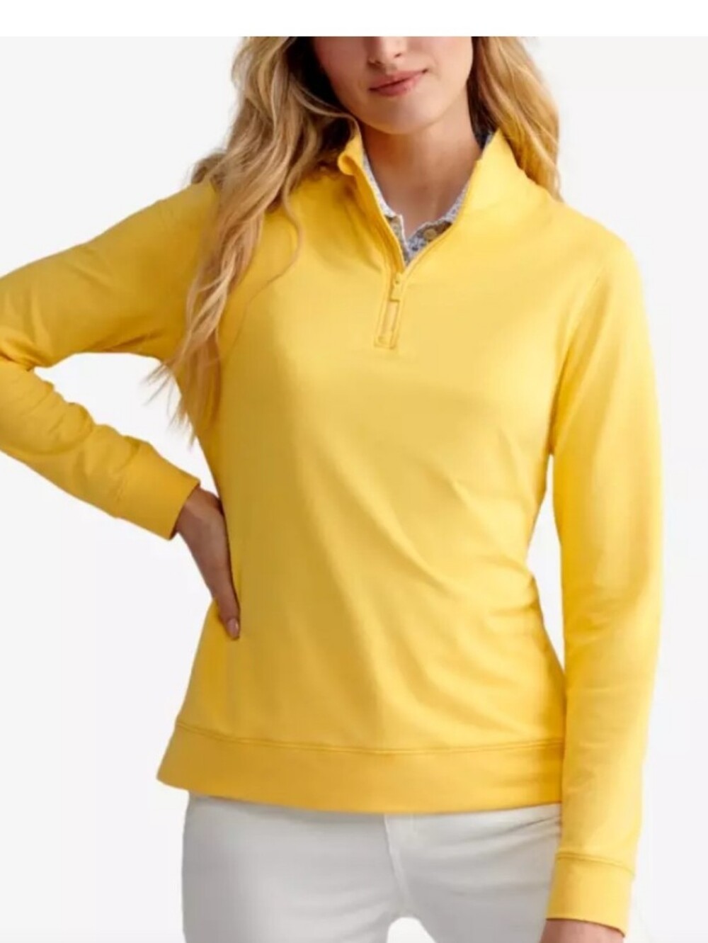 Peter MILLAR Yellow Quarter-Zip Pullover Top - Women NWT